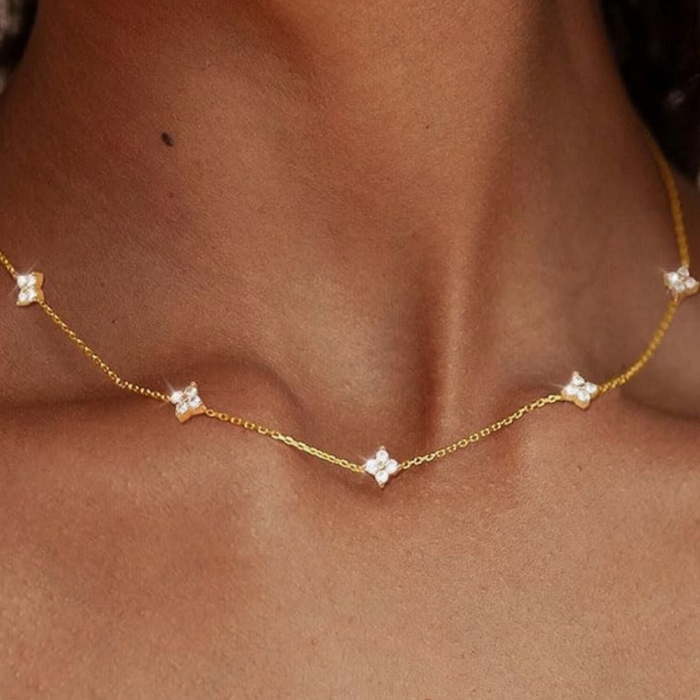 14k Gold Plated Clover Necklace